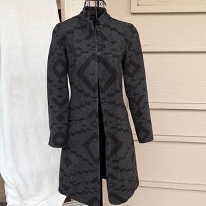 Chic Black Patterned Trench Coat
